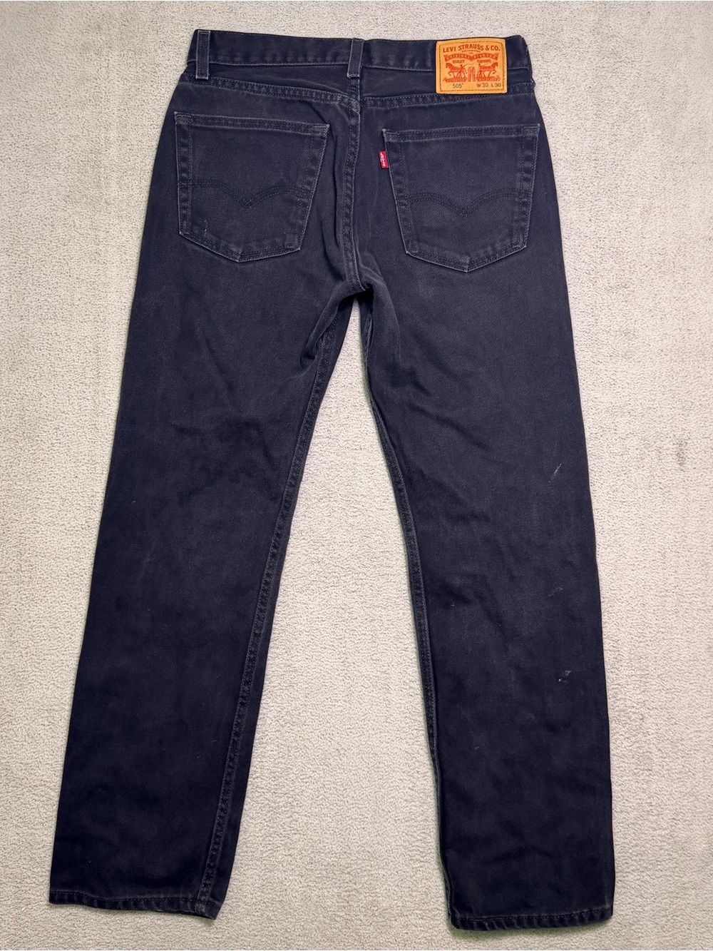Levi’s 505 Jeans Mens 30x30 Regular Straight Leg Fit Black Denim Distressed